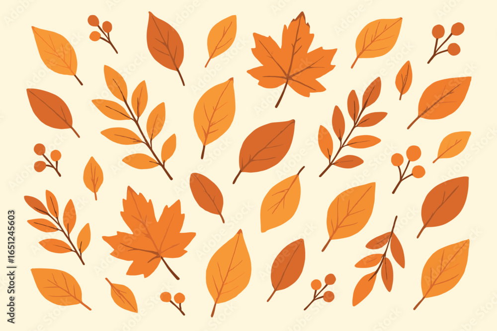 Fototapeta premium Autumn foliage vector: seamless leaf pattern for seasonal design and decoration