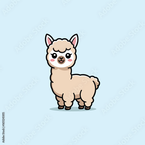 Vector illustration of a cute alpaca