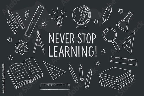 Educational chalkboard doodles | simple learning and creativity design vector art