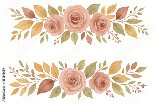 Autumn floral elegance: watercolor fall flowers, leaf pattern, seasonal botanical art