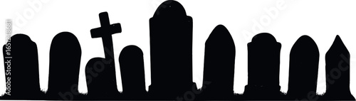 Graveyard silhouette | spooky tombstones in a dark atmosphere vector