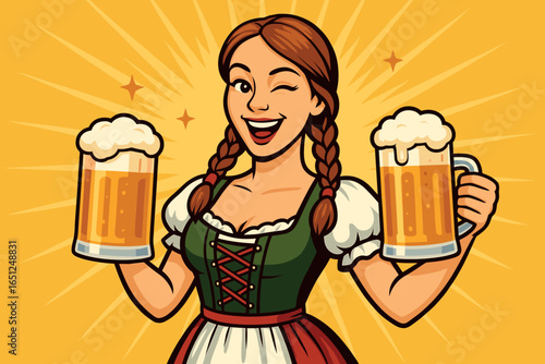 Festive bavarian beer celebration vector - oktoberfest joy with traditional cheers and laughter