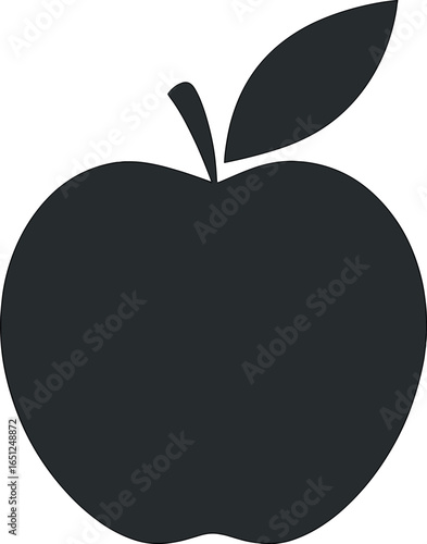 Minimalist apple symbol | simple black fruit silhouette | abstract design vector art