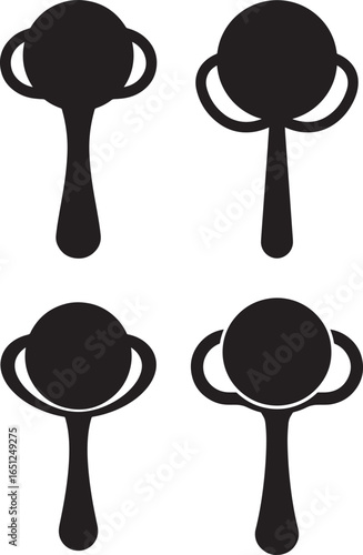Four black rattle toys silhouette