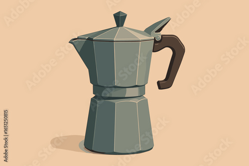Moka pot vector art: elegant coffee maker design, minimalistic kitchen illustration
