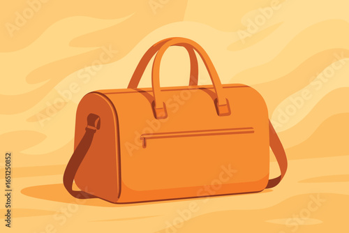 Orange duffel bag vector: minimalist travel luggage design for gym, sports, and adventure