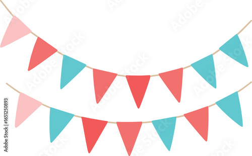 Colorful pennant banners design | vibrant, festive, decorative strings | party decor vector