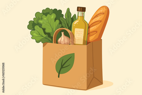 Eco-friendly grocery bag design | sustainable, reusable, organic concept for conscious shopping