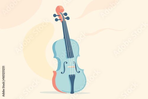 Serene pastel violin illustration: tranquil musical art in soft hues for creative compositions