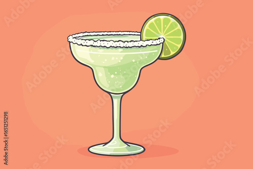 Margarita drink vector art – refreshing citrus cocktail design with lime and salt rim