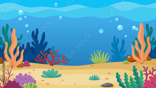 Underwater Scene With Coral And Bubbles ocean coral reef