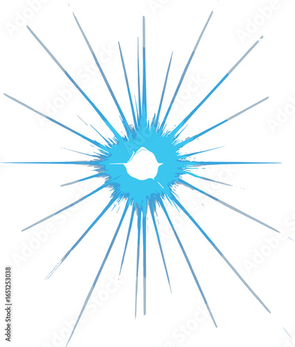 Cosmic starburst vector: radiant blue glow with luminescent light beams