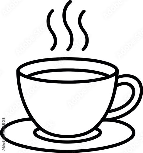 Steaming coffee cup vector | warm beverage art, minimalist black and white design