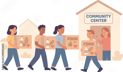 Volunteers delivering food packages | community service, charity, helping hands initiative