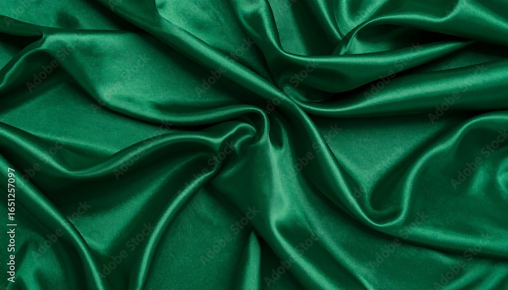 Obraz premium Emerald green satin fabric texture