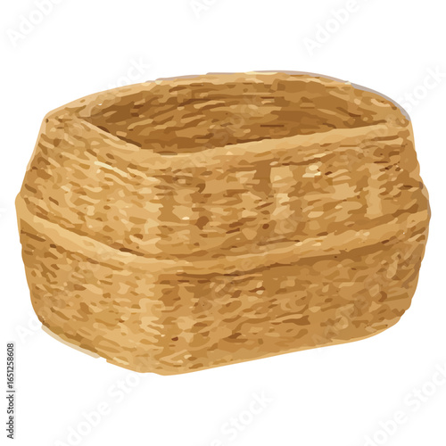 Empty Wicker Basket Picnic Illustration Hand Drawn Vintage Style