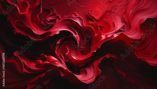 Crimson Swirl: An artistic composition presents an abstract vision of flowing, scarlet forms, swirling in an evocative display of emotion and movement.