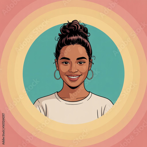 Young smiling man and beautiful woman fashion portrait illustration