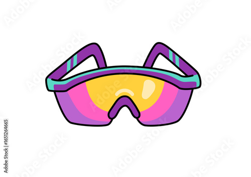 Sport retro sunglasses icon. 80s 90s fashion style accessory. Cartoon element. Isolated vector illustration.
