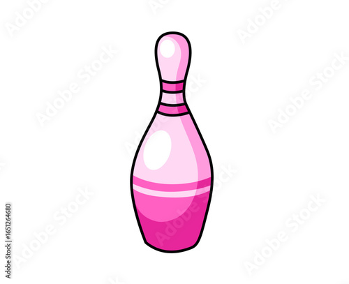 Bowling pin, skittle cartoon element. Isolated vector illustration.