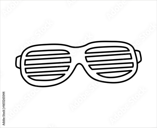 Shutter shades glasses outline icon. 80s 90s fashion style accessory. Isolated vector illustration.