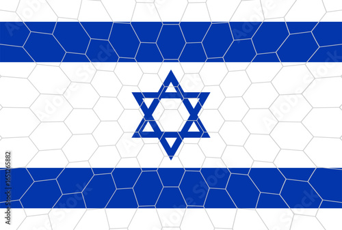 Flag of Israel with Soccer Goal Net. Football Championship Concept. Vector Illustration.
