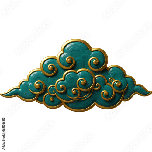 Ornate Teal and Gold Cloud Design