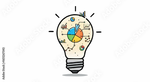 Light bulb with data analytics illustration