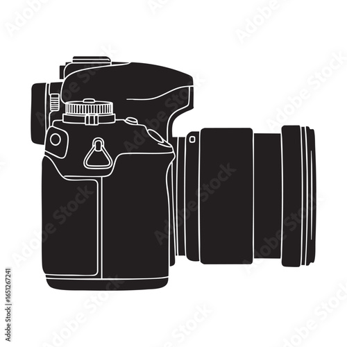 Camera dslr photography lens photo equipment digital slr professional optic black and white outline art