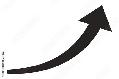 Black curved arrow pointing upwards on a white background