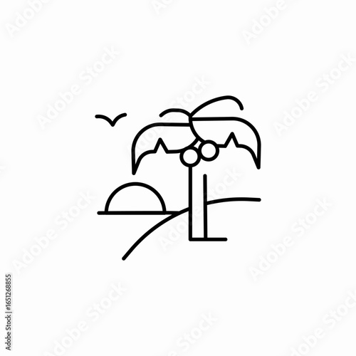 palm tree on beach icon sign vector