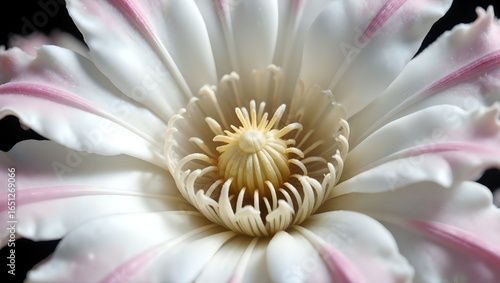 Delicate blossom with soft pink stripes and intricate center