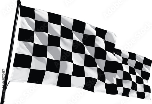 Waving checkered flag for motorsport competition and victory celebration symbol of racing success and grand prix event finish line