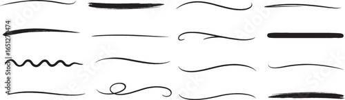 Collection of Vector Underlines and Swirls for Design and Decoration on White Background