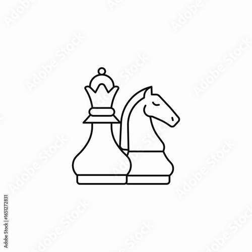 chess queen knight icon sign vector