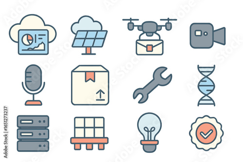 Vector illustration of technology and science concepts for modern use