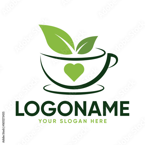 Healthy Green Tea with Love Heart Logo