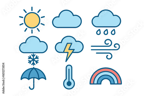 Weather icons vector illustration for microstock use
