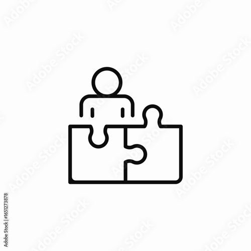 person connected puzzle icon sign vector