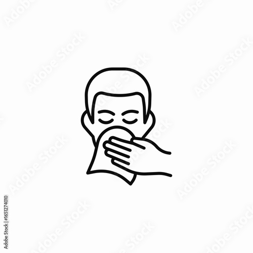 person sneezing tissue icon sign vector