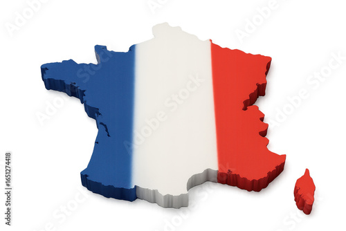 France map with flag colors on transparent background