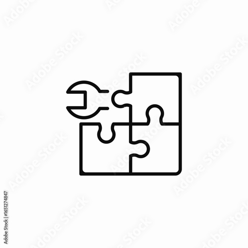 wrench puzzle square icon sign vector