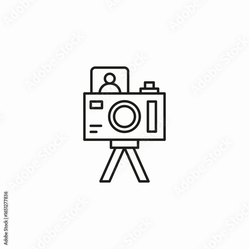 camera on tripod icon sign vector