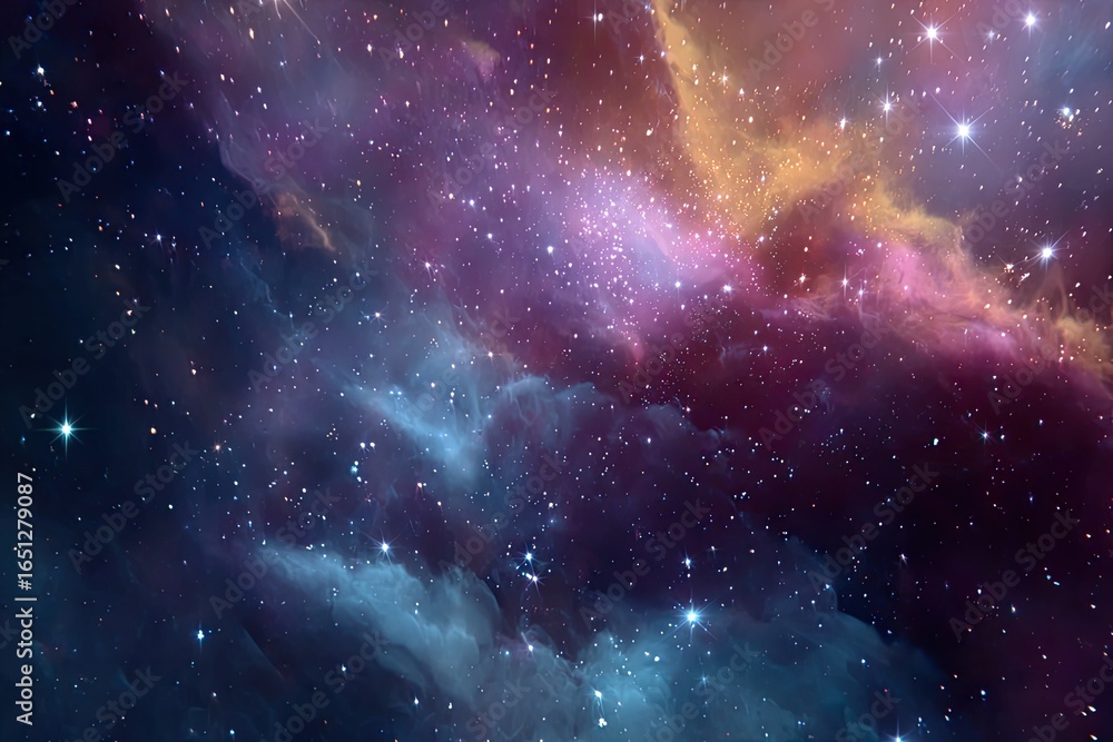 Fototapeta premium Cosmic nebula swirls in vibrant hues