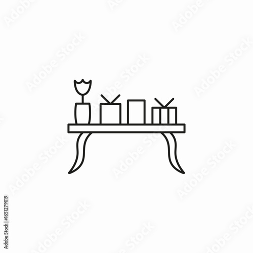 table with giftboxes icon sign vector