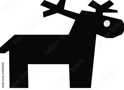 Black silhouette of a deer with antlers on white background.