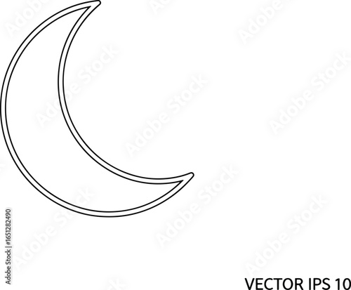 A simple black line art illustration of a crescent moon on a plain white background.