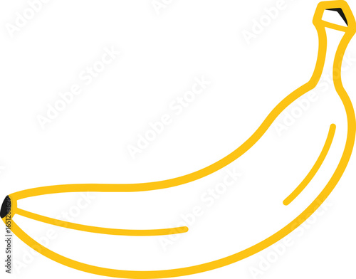A simple yellow banana illustration, a healthy and delicious tropical fruit.