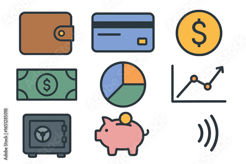 Financial planning elements represented in vector illustration