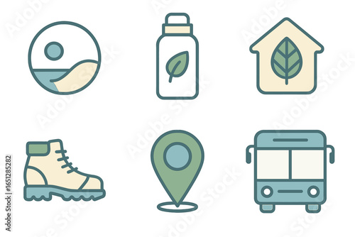 Explore outdoor adventure elements in vector illustration style